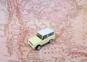 A small car on a map.