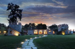 Custom made castle - looking large house in the suburbs.