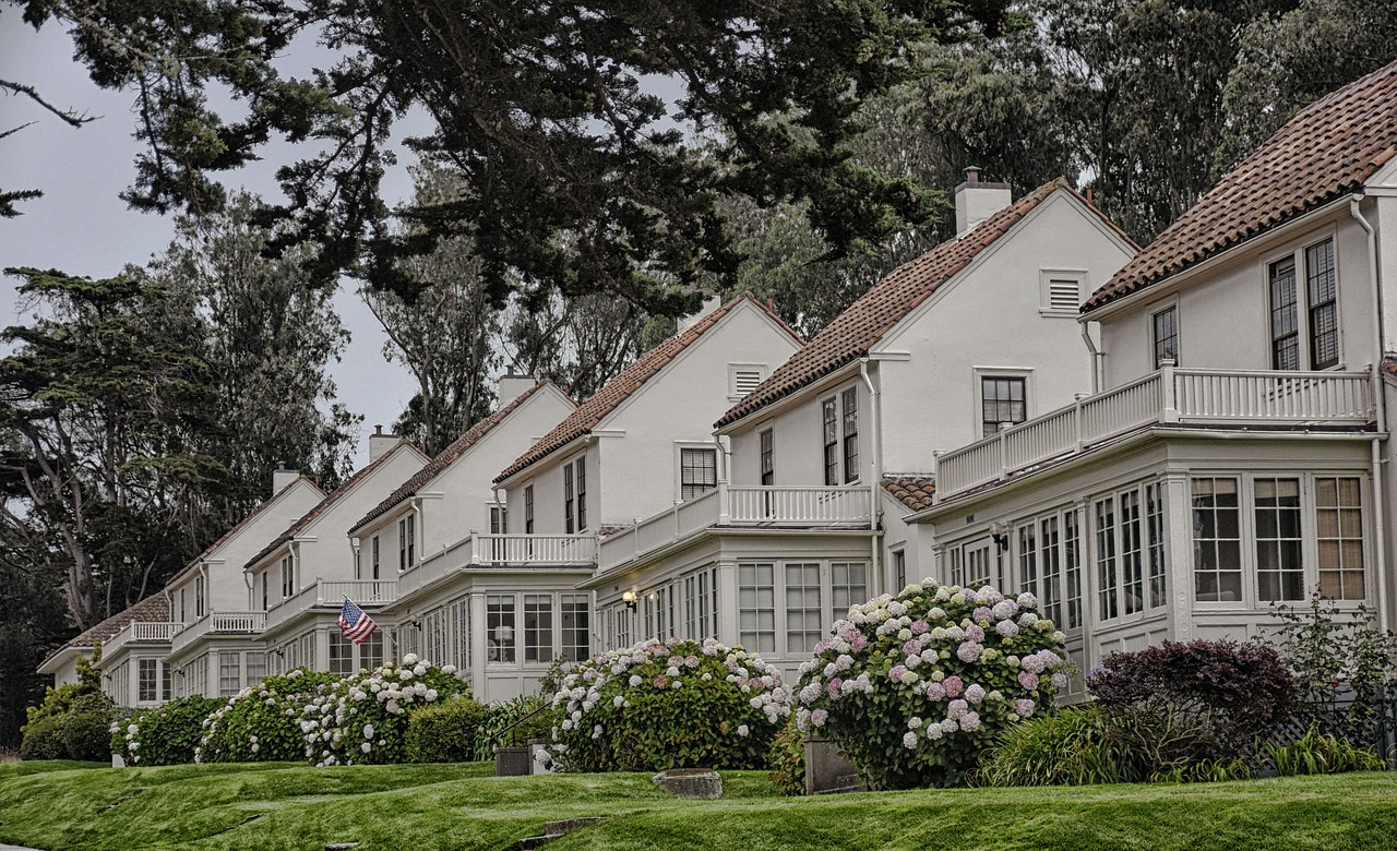 White suburban houses you can find in the California housing market
