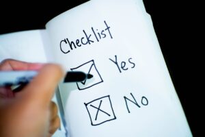 A yes or no checklist