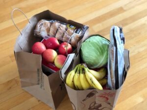 Paper bags with groceries