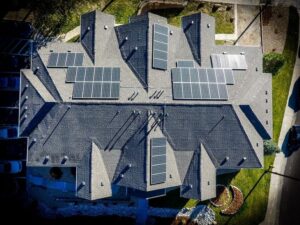 Solar panels on the roof of a home.
